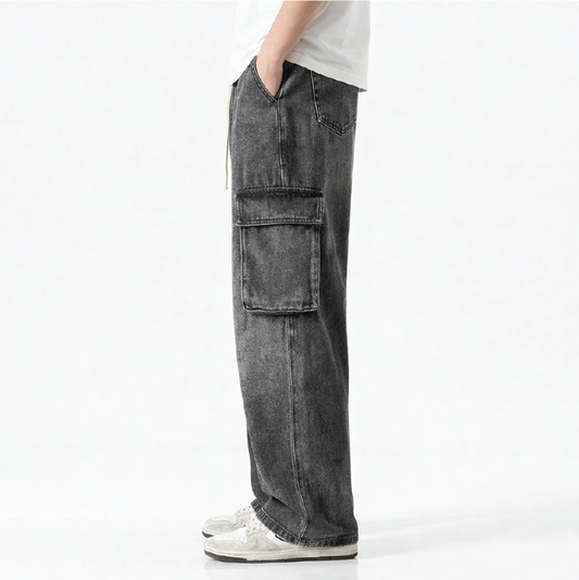 Wide-Leg Charcoal Cargo